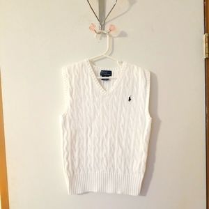 Ralph Lauren boys sz 6 white sweater vest.